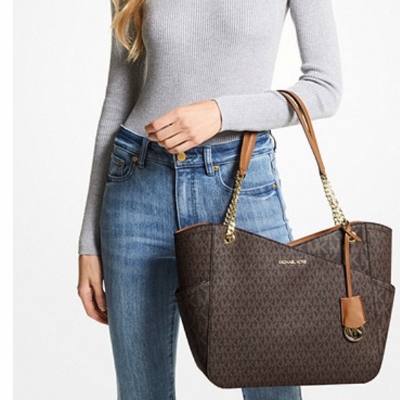 Michael Michael Kors jet Set Large Saffiano Leather Shoulder Bag Brown - Picture 4 of 7